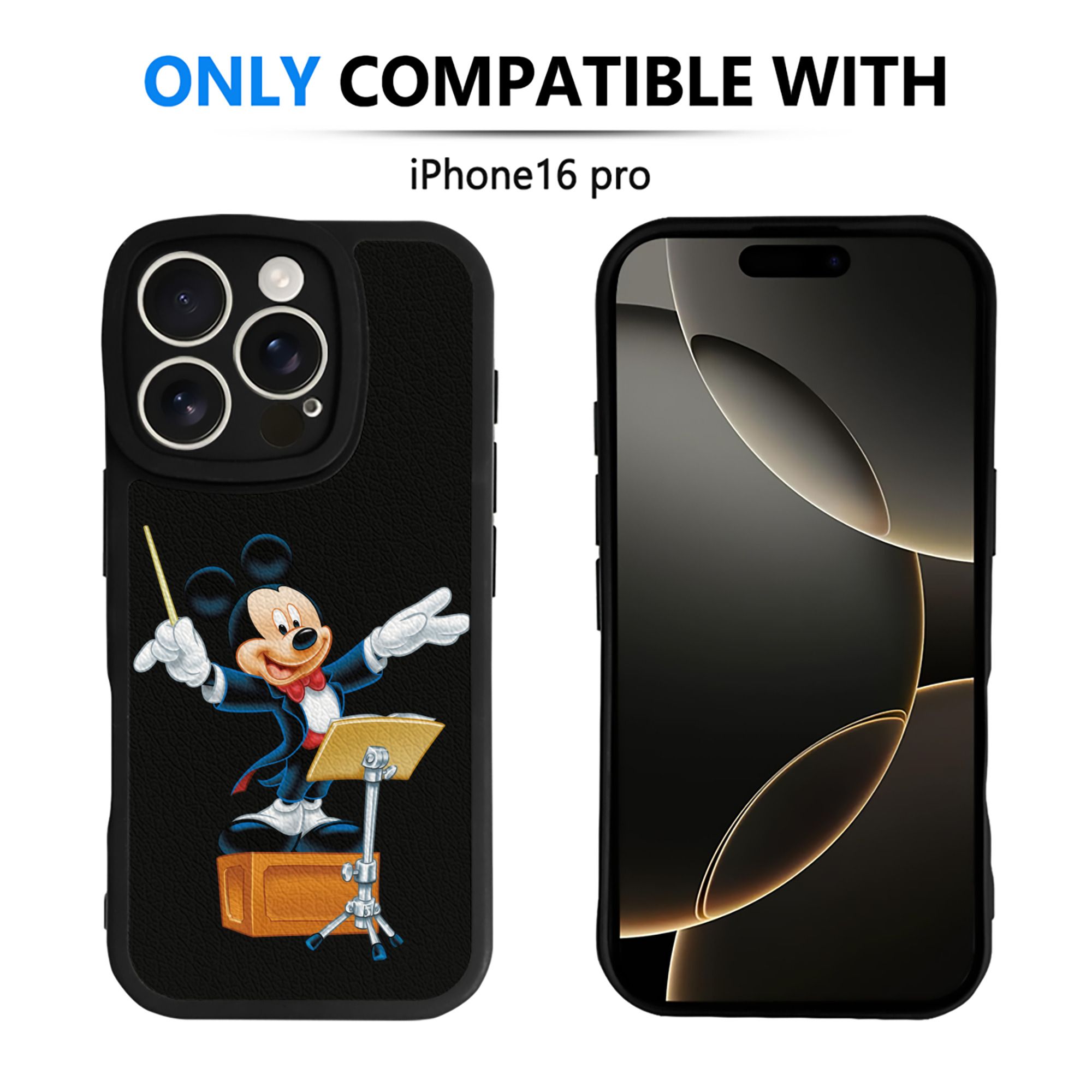 （画像用） ミッキーマウス Mickey Mouse 【iPhone 16シリーズ対応】シリコンスマホケース（レザー調） 材質：シリコン